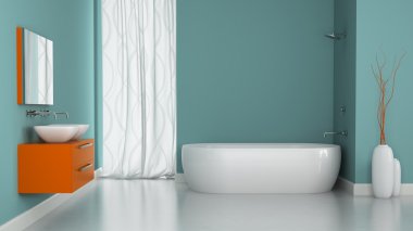 Turuncu kabine modern banyo iç