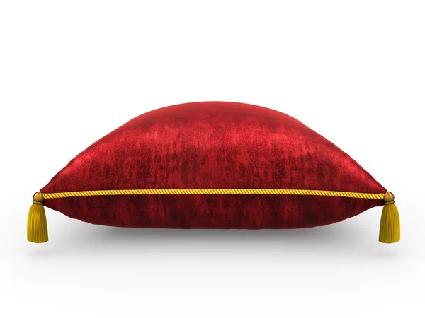 Βασιλικό κόκκινο βελούδο μαξιλάρι σε άσπρο φόντο 3 — Φωτογραφία Αρχείου