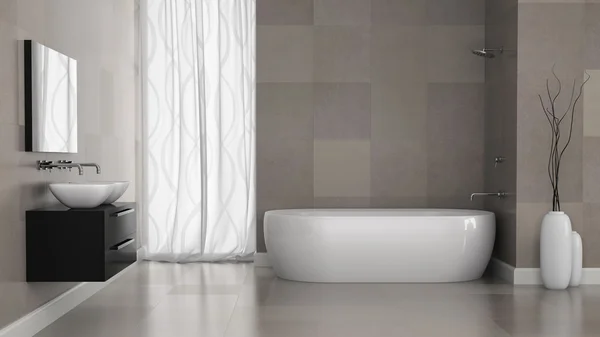 Gri fayans duvar banyo iç