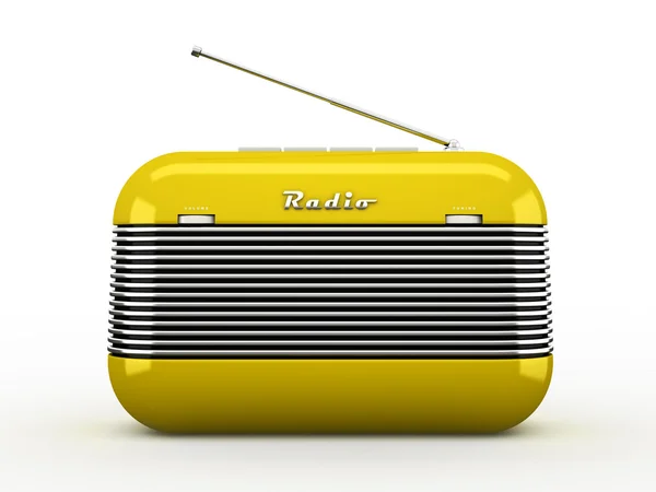 Vecchio ricevitore radio retrò stile vintage giallo isolato su bianco — Foto Stock