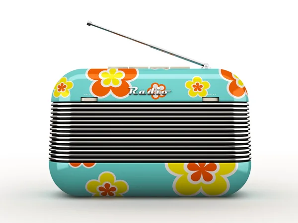 Old flovers pattern vintage retro style radio receiver isolated — Stock Photo, Image