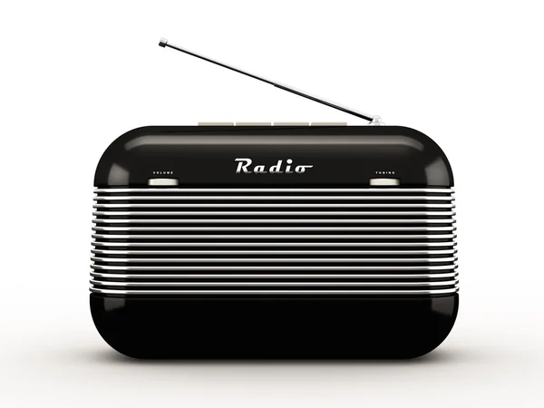 Old black vintage retro style radio  isolated on white backgroun — Stock Photo, Image