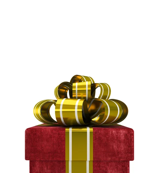 Geschenkbox aus rotem Samt isoliert auf weißem Hintergrund — Stockfoto