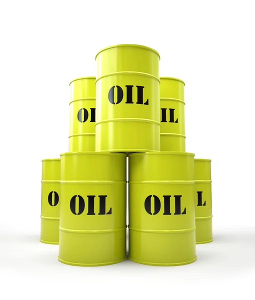 Pyramid of yellow oil barrel — Stock Photo, Image