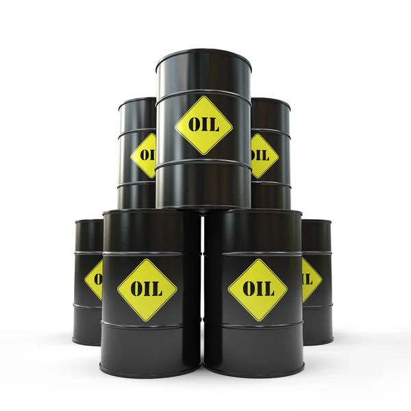 Pyramid of black oil barrel — Stock Photo, Image