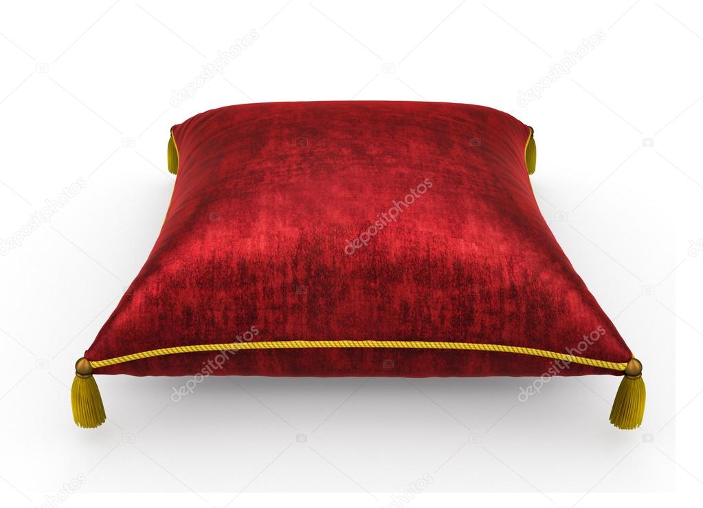 royal red velvet pillow on white background 5