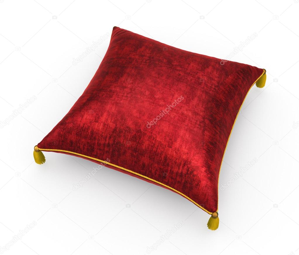 royal red velvet pillow on white background 4