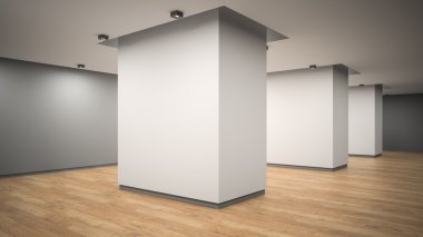 Boş Galerisi iç açı görünümü 3d render 