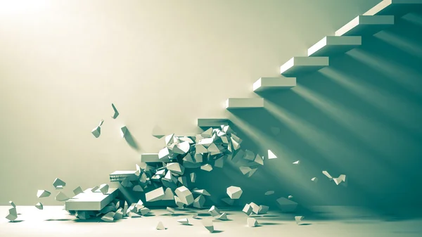 Verwoeste trap als achtergrond 3d illustratie — Stockfoto