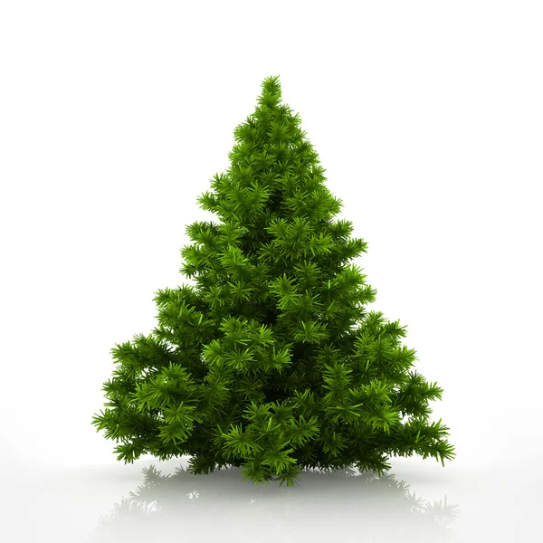 Πράσινο χριστουγεννιάτικο δέντρο που απομονώνονται σε λευκό φόντο — Φωτογραφία Αρχείου
