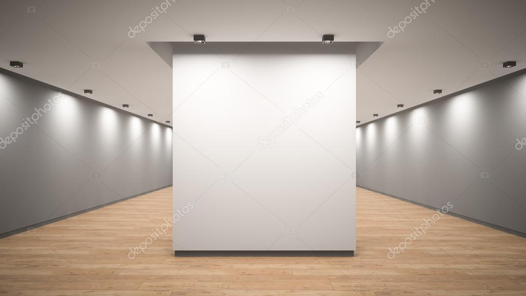 Empty gallery interior 3D rendering