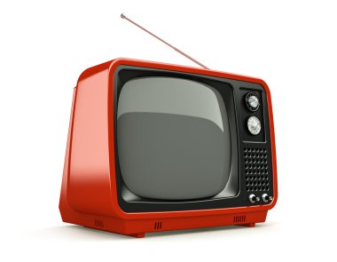 Beyaz arka plan üzerinde izole kırmızı retro Tv