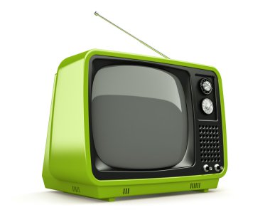 Beyaz arka plan üzerinde izole yeşil retro Tv