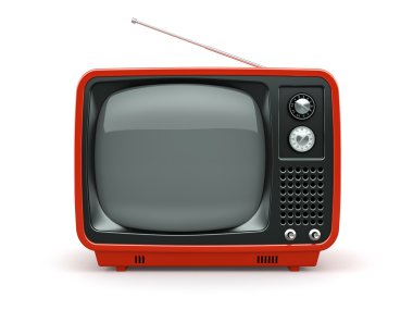 beyaz zemin üzerine kırmızı retro tv