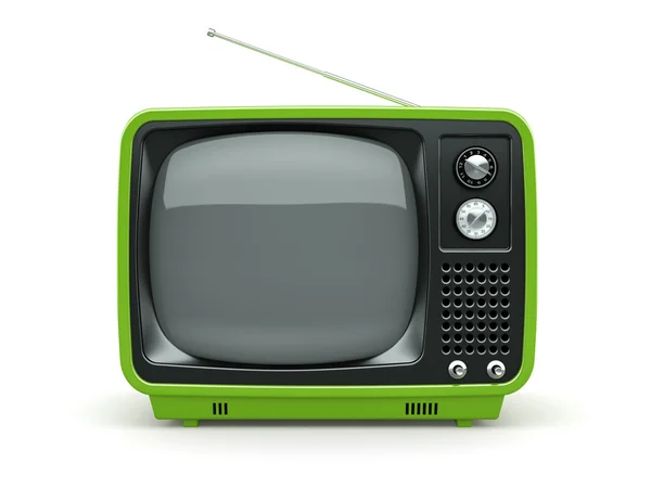 Groene retro Tv op witte achtergrond — Stockfoto