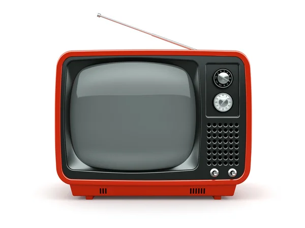 Vermelho retro TV no fundo branco — Fotografia de Stock