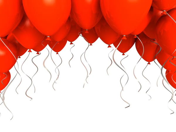 Rode partij ballons op witte achtergrond — Stockfoto