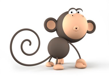 Beyaz arka plan üzerinde 3d render izole karikatür maymun