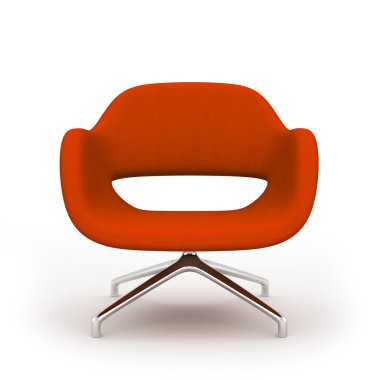 Beyaz arka plan üzerinde 3d render izole kırmızı modern koltuk