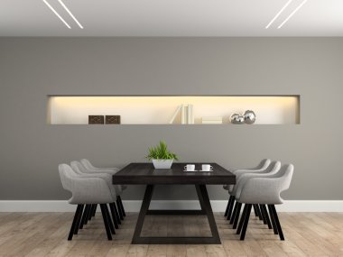 Tablo 3B oluşturma ile iç modern yemek odası