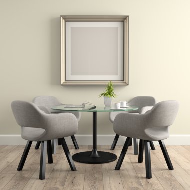 İç cam masa 3d render ile bir parçası