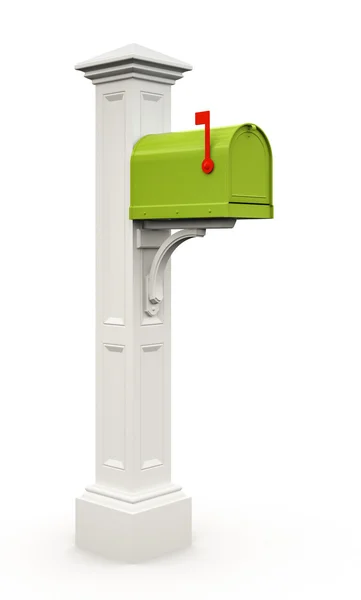 Retro grüne Mailbox isoliert auf weißem Hintergrund — Stockfoto