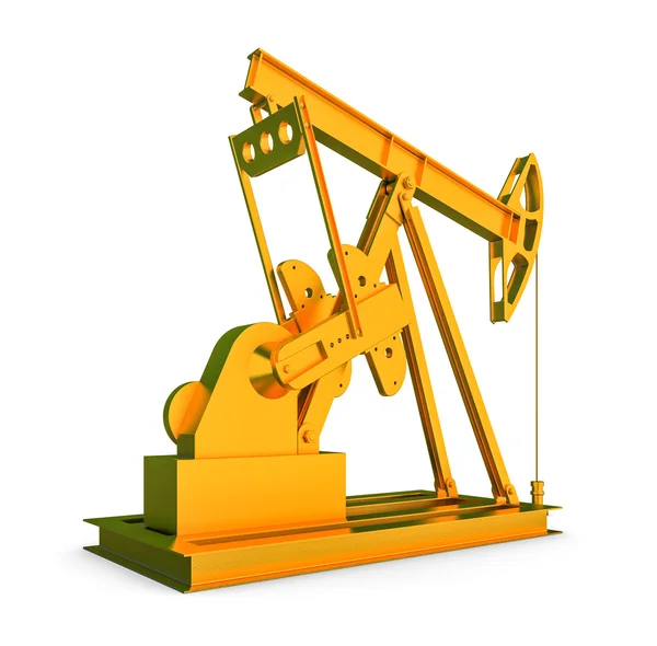 Gold oil rig on isolated white background — Stock Photo, Image