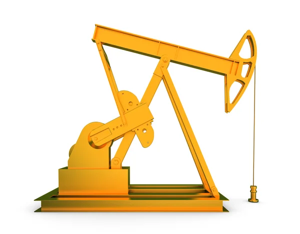 Gold oil rig on isolated white background 3D — Stock Photo, Image