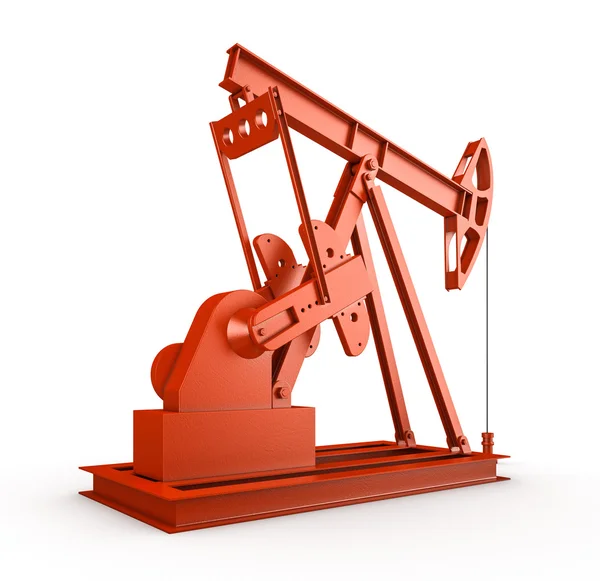 Red oil rig on isolated white background — Stock Photo, Image