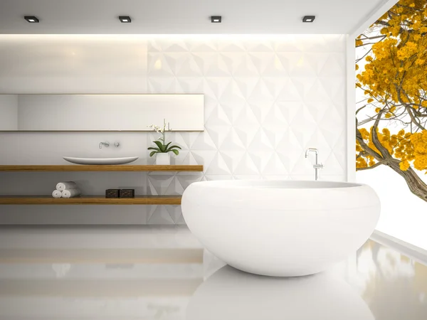 Interior de blanco elegante baño 3D renderizado 3 — Foto de Stock