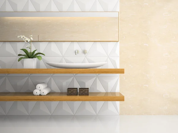 Deel van interieur stijlvolle witte badkamer 3D-rendering — Stockfoto