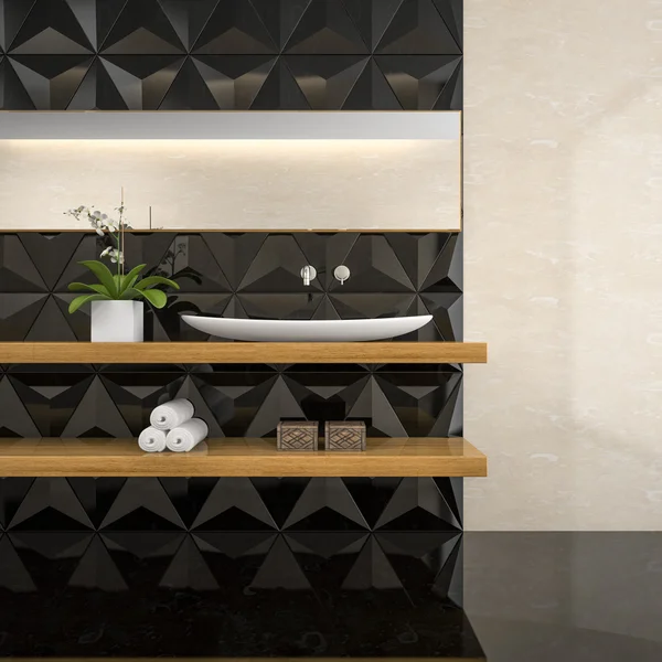 Parte del interior de la representación elegante baño 3D —  Fotos de Stock