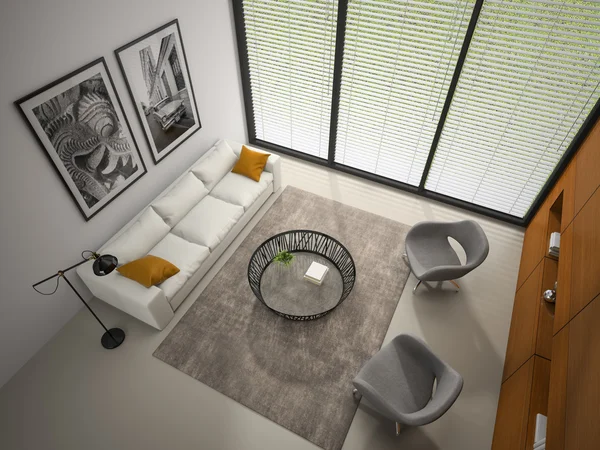 Interiören i rummet med trä panel vägg 3d-rendering 4 — Stockfoto