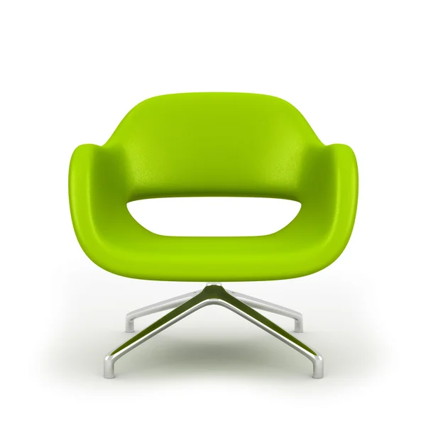 Green leather modern armchair isolated on white background 3d re — Stock Photo, Image