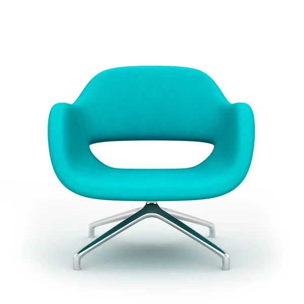 Sillón moderno azul aislado sobre fondo blanco 3d renderizado — Foto de Stock