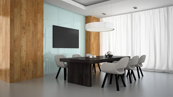 Modern iç Oda ahşap duvar 3d render ile Toplantı — Stok fotoğraf