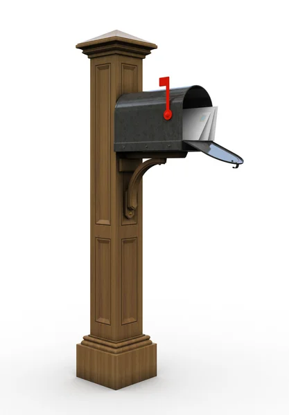 Retro offene Mailbox isoliert auf weißem Hintergrund — Stockfoto