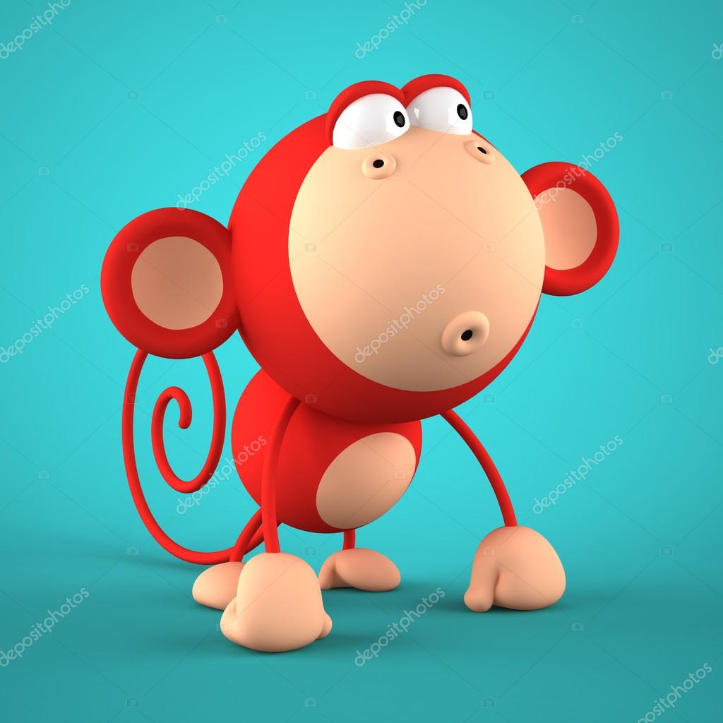 Cartoon red monkey isolated on blue background 3D rendering Stock Photo by  ©hemul75 82827406