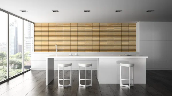 Interior da moderna cozinha de design 3D renderização 2 — Fotografia de Stock