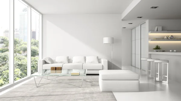 A modern design loft fehér 3d rendering belső — Stock Fotó