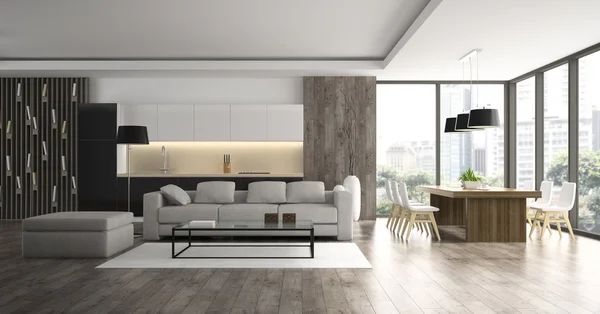 Interior del loft de diseño moderno renderizado 3D — Foto de Stock