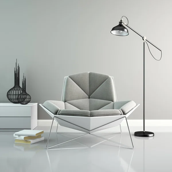 Part of interior with modern grey armchair 3D rendering 2 — Stock Photo, Image