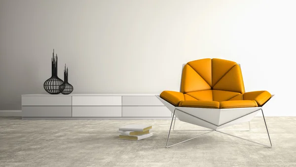 室内与现代扶手椅 3d 渲染的一部份 — 图库照片