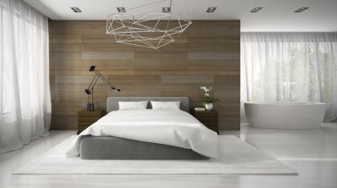 Küvet 3d render ile modern badroom iç