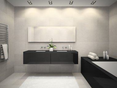 İç tavan penceresi 3B oluşturma ile banyo 2