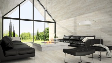 İç modern tasarım oturma odası 3d render 6