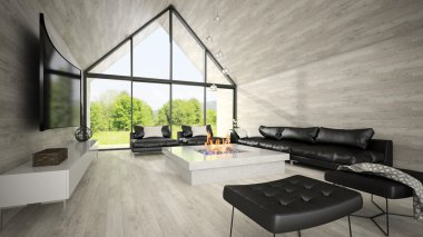 İç modern tasarım oturma odası 3d render 4