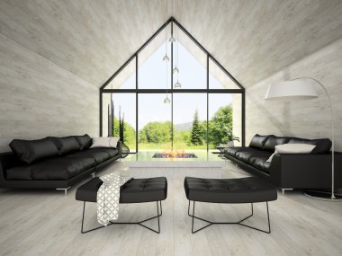 İç modern tasarım oturma odası 3d render 3