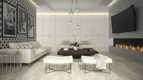 A nappali elegáns tapéta 3d rendering belsÅ — stock fotó © hemul75 ... Nappali tapéta
