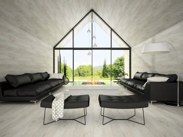 Interior de diseño moderno sala de estar 3D renderizado 3 —  Fotos de Stock